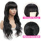 Dorsanee Natural Black Body Wave Machine Made Wig With Bangs 100% Human Hair Wig