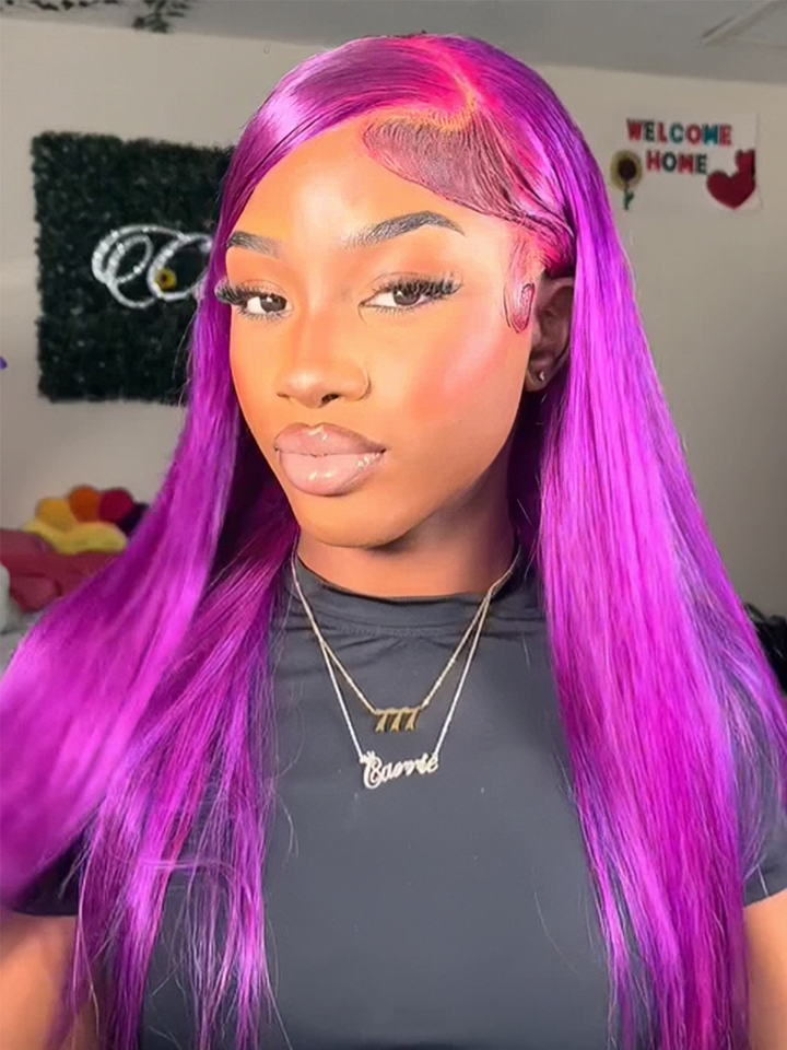 Dorsanee Purple Bone Straight 13x4 Lace Front Human Hair Wigs 200% Density