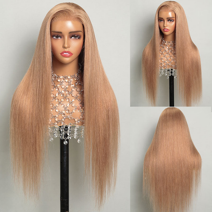 Dorsanee Strawberry Blonde 13X4 Lace Front Bone Straight Body Wave Human Hair Wigs