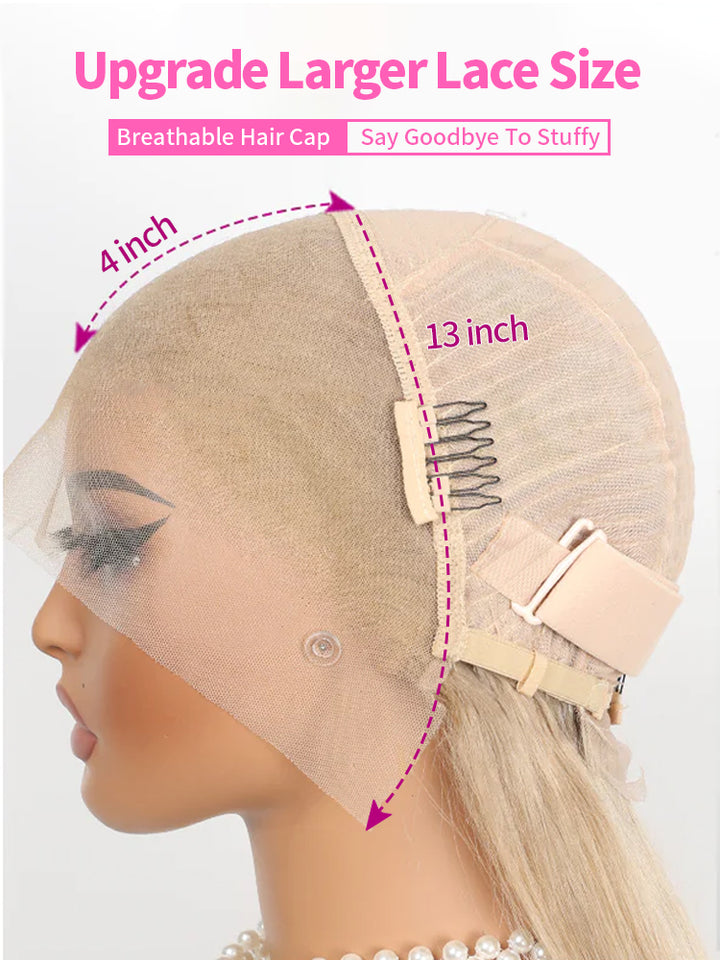 Dorsanee Balayage Ash Black Blonde Highlights Straight Body Wave Human Hair Wig