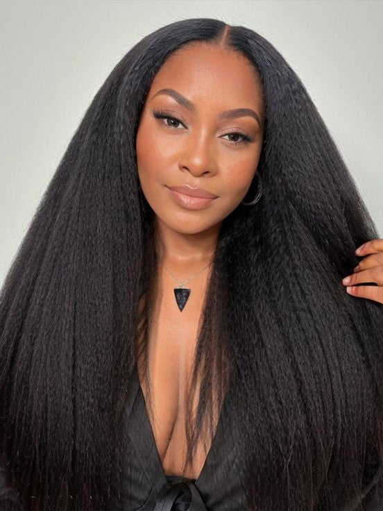 13x4 Lace Front Kinky Straight Human Hair Wigs with Baby Hair 180% Density Affordable Wigs For Women