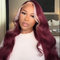Dorsanee Hair 13x4 Lace Frontal Skunk Stripe Wig #613/99J Burgundy Color Highlight Body Wave Human Hair Wig