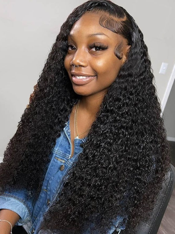 13x6 HD Transparent Lace Front Human Hair Wigs Malaysian Jerry Curly Frontal Wigs
