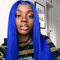 Dorsanee Hair Royal Blue Colored Straight 13x4 HD Transparent Lace Wig Natural Hairline Human Hair Wigs