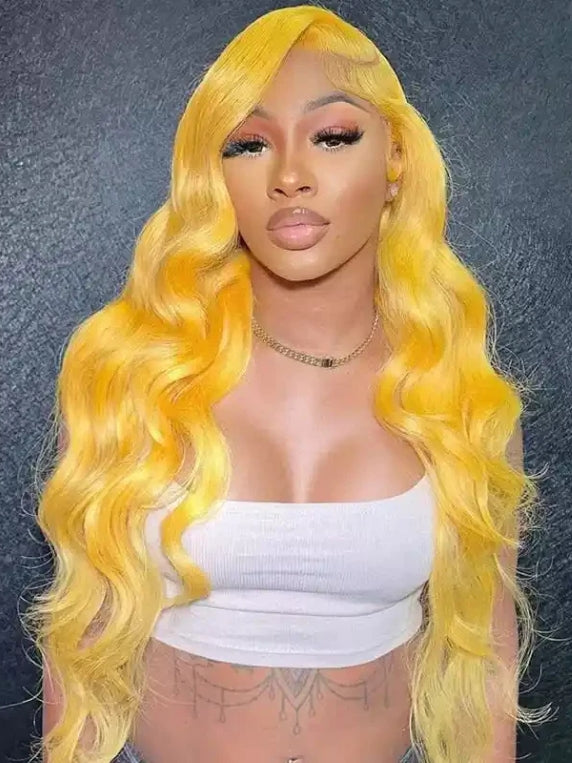 Dorsanee Yellow 200 Density 13×4 Lace Frontal Body Wavy Human Hair Wigs