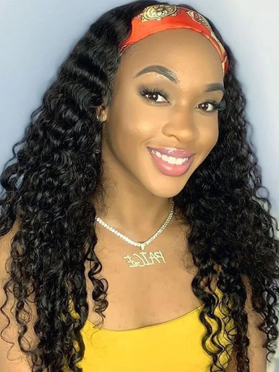 Dorsanee Headband Deep Wave Curly Glueless Virgin Human Hair Wig