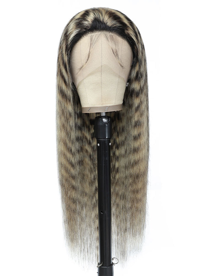 Dorsanee 2024 Limited Exclusive Leopard Color Blonde With Black Straight 13x4 HD Lace Frontal Human Hair Wig