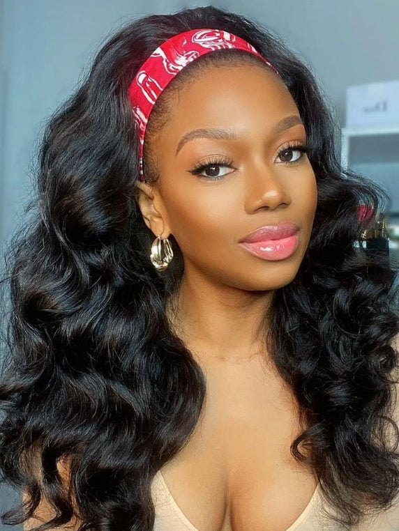 Dorsanee Headband Body Wave Human Hair Wigs No Gel No Glue Silk Scarf Beginner Friendly Wigs