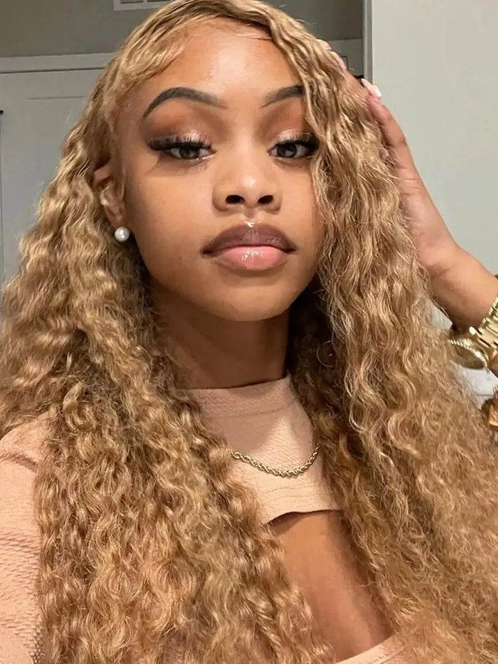 Dorsanee #27 Honey Blonde 13x4 Lace Frontal Water Wave Human Hair Wig