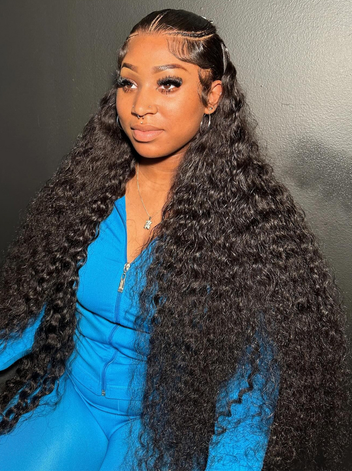 Dorsanee 42 40 38 36 34 32 30 inch Water Wave 13x4 Lace Front Wet and Wavy Human Hair Wig