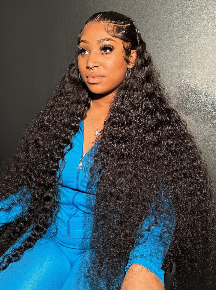 Dorsanee 42 40 38 36 34 32 30 inch Water Wave 13x4 Lace Front Wet and Wavy Human Hair Wig