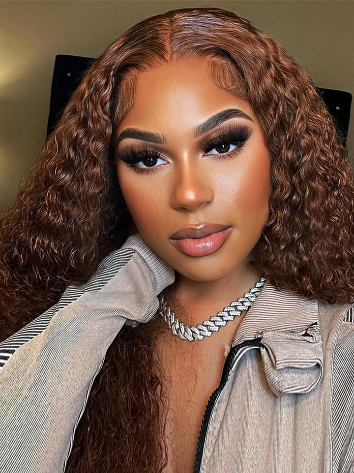 4_Chocolate_Brown_Color_Water_Wave_Wig_Transparent_Lace_Wig_Human_Hair
