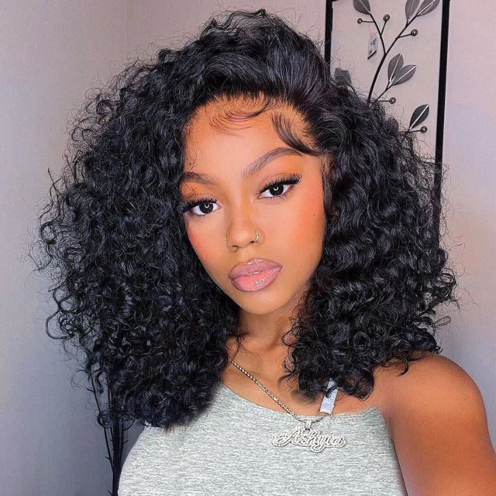 High Quality Short Curly Bob HD Lace Front Human Hair Wig 180% Density - Dorsanee Hair
