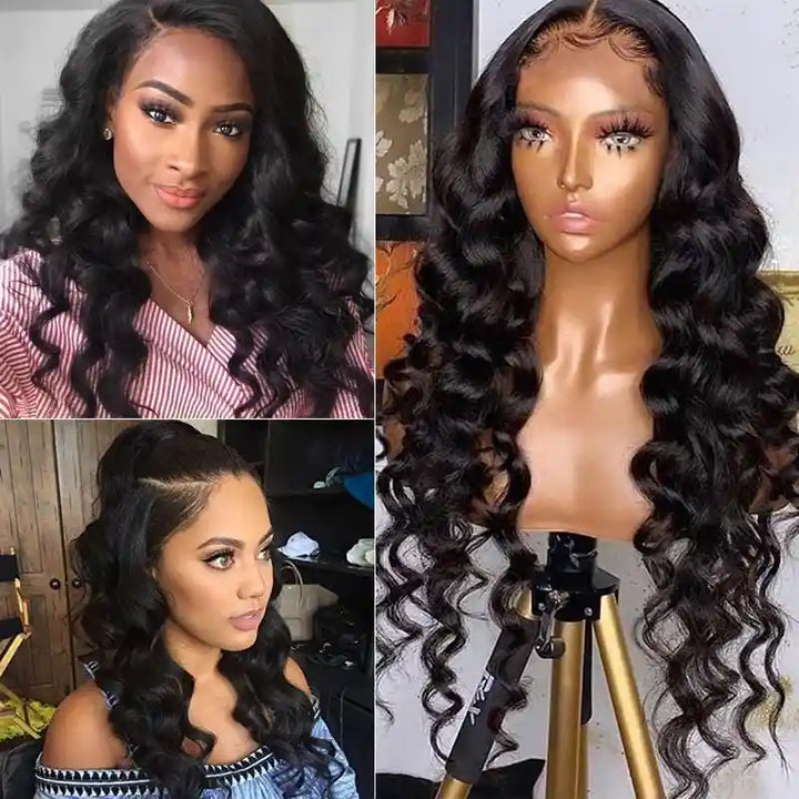 Dorsanee Hair Best Loose Wave 13x6 Lace Front Human Hair Wigs Big Heatless Curls Hairstyle Human Hair Wig