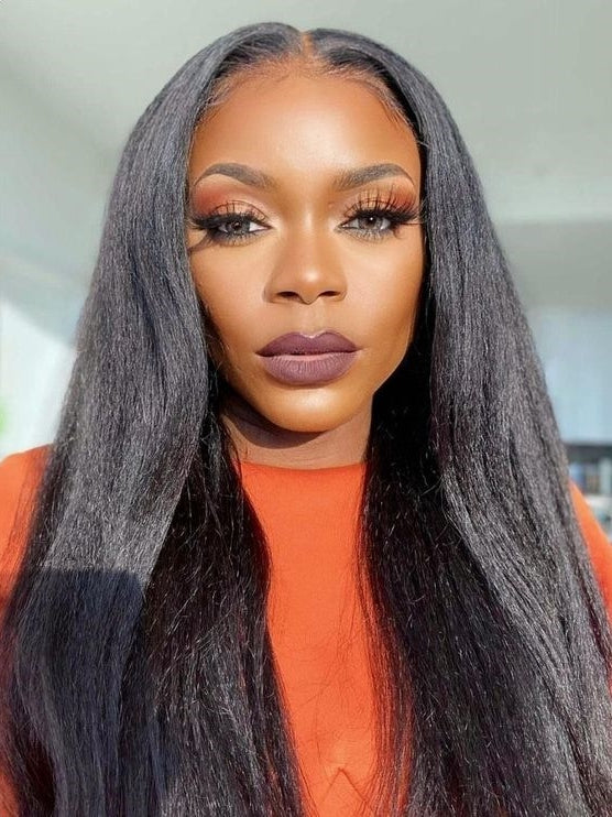 Dorsanee 250 Density  13x6 Kinky Straight Transparent Lace Front Wig 100% Virgin Human Hair Wig