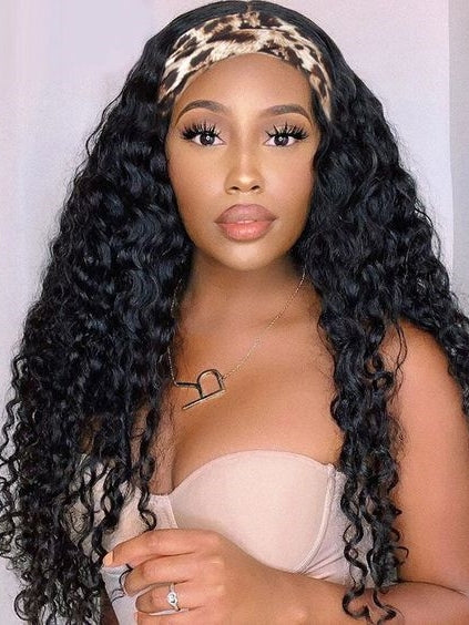 Dorsanee Headband Deep Wave Curly Glueless Virgin Human Hair Wig
