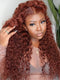 Pre-Plucked Wear Go Glueless Reddish Brown Kinky Curly Hair Pre-cut Lace
