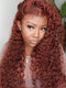 Pre-Plucked Wear Go Glueless Reddish Brown Deep Curly Hair Pre-cut Lace