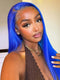 Dorsanee Royal Blue 200 Density 13x4 HD Transparent Lace Front Straight Human Hair Wigs