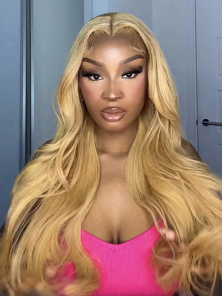 Body Wave #27 Colored HD Lace Human Hair Wigs For Women Honey Blonde 13*4 Lace Frontal Wigs