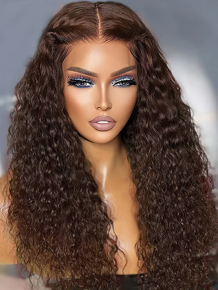 Deep Wave #4 Chocolate Brown Lace Front Wigs Human Hair Texture Silky