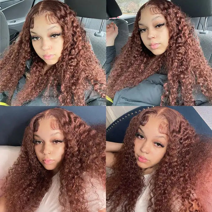 Dorsanee Reddish Brown Auburn Color Jerry Curly Hair 13x4 HD Lace Front Human Hair Wig - Dorsanee Hair
