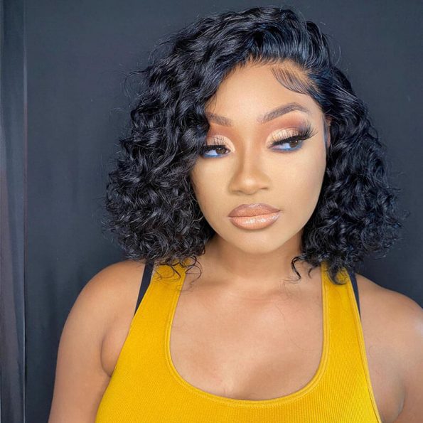 Short Bob Water Wave Lace Front Wigs 13x4 Frontal Human Hair Wig - Dorsanee Hair