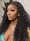 Deep Curly Wave HD Transparent Lace Front Wigs Human Hair Brazilian Virgin Curly Wave Lace Frontal Wig Curly Wig Pre Plucked