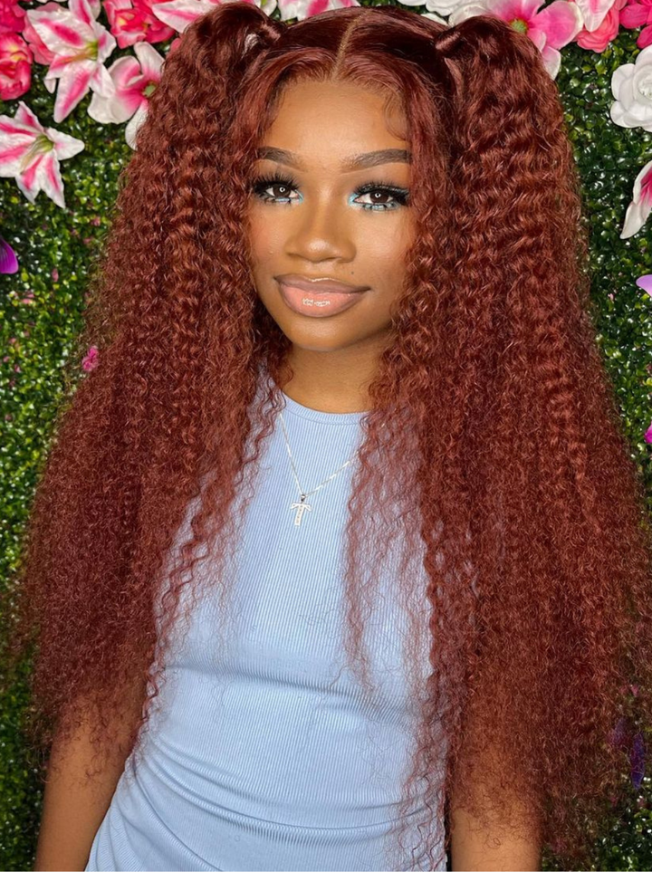 Dorsanee Chestnut Chocolate Brown Jerry Curly 13x4 HD Lace Front Human Hair Wig