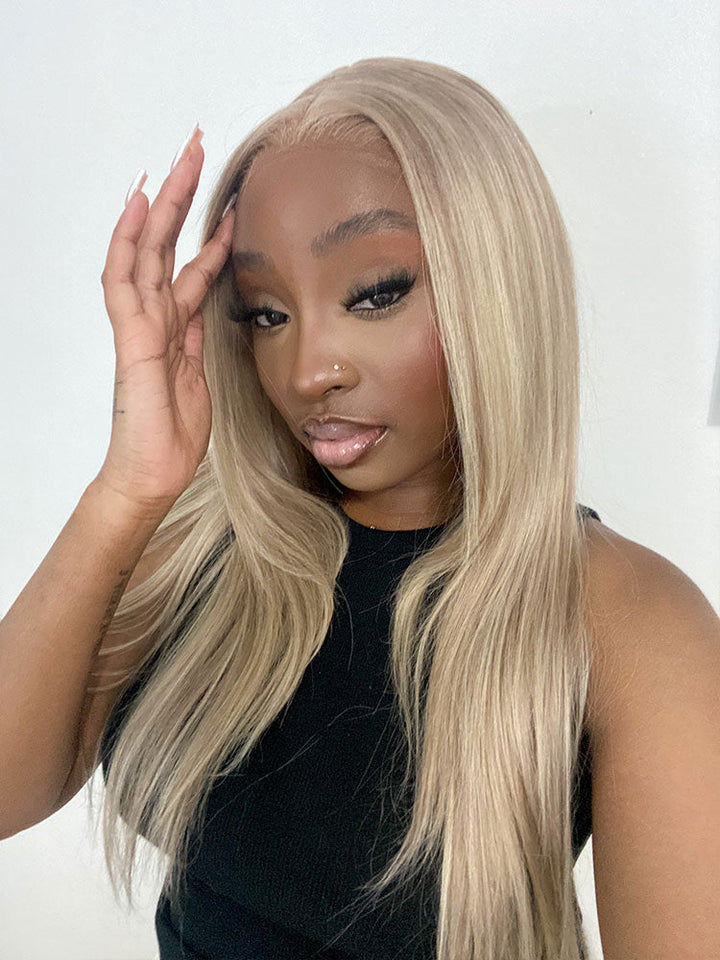 amacharii Hottest Long #P18/613 Blonde Highlight Straight Human Hair Wigs