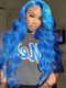 Dorsanee 13x4 HD Lace Front 200 Density Blue Straight Body Wave Human Hair Wigs