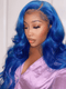 Dorsanee 200 Density Blue Color Body Wave 13X4 HD Lace Front Human Hair Wigs