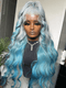 Dorsanee 200 Density Ombre Grey Blue Color 13x4 HD Lace Front Human Hair Wigs