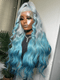 Dorsanee 200 Density Ombre Grey Blue Color 13x4 HD Lace Front Human Hair Wigs