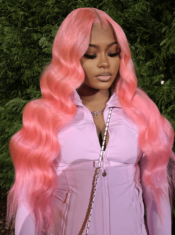 Dorsanee 200 Density Pink Body Wave 13x4 HD Lace Front Virgin Human Hair Wigs