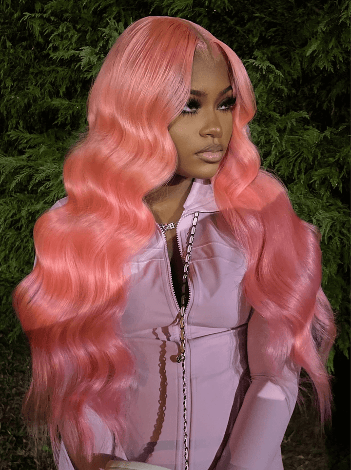 Dorsanee 200 Density Pink Body Wave 13x4 HD Lace Front Virgin Human Hair Wigs