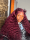 Dorsanee 250 300 Density 99J Burgundy Red Deep Curly Lace Front Human Hair Wigs