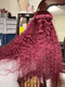Dorsanee 250 300 Density Burgundy Red Deep Wave Curly Lace Front Human Hair Wig