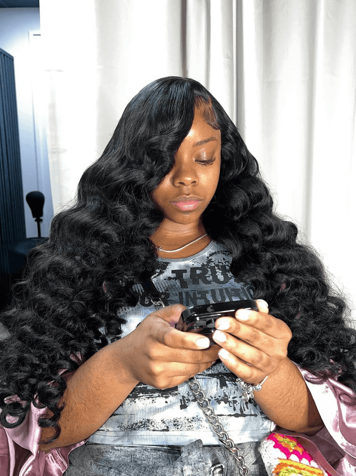 Dorsanee 250 300 Density Loose Deep Wand Curl 13x4 HD Lace Front Human Hair Wig