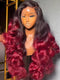 Dorsanee 250 300 Density Ombre Black Burgndy 99J Red Lace Front Human Hair Wigs