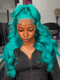 Dorsanee Aqua Cyan Blue 13X4 Transparent Lace Front Body Wave Human Hair Wigs