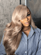 Dorsanee Ash Brown Gray Color Transparent Lace Front Human Hair Wigs