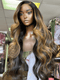 Dorsanee Balayage Black Brown Highlights Body Wave 200 Density Human Hair Wigs