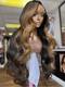 Dorsanee Balayage Black Brown Highlights Body Wave 200 Density Human Hair Wigs