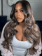 Dorsanee Balayage Black Brown Highlights Body Wave Virgin Remy Human Hair Wigs