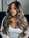 Dorsanee Balayage Black Brown Highlights Body Wave Virgin Remy Human Hair Wigs