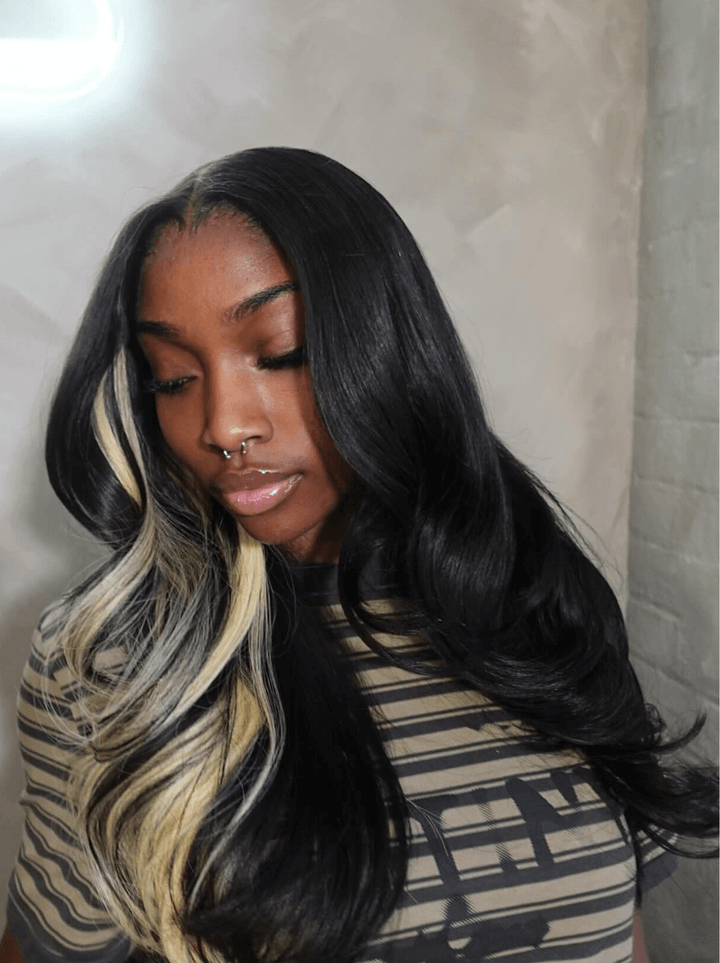 Dorsanee Black With Blonde Streaks 13x4 HD Lace Front Human Hair Wigs