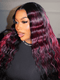 Dorsanee Black With Burgundy Red Highlight Streaks Virgin Remy Human Hair Wigs