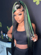 Dorsanee Black With Green Highlight Bone Straight HD Lace Front Human Hair Wig