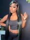 Dorsanee Black With Green Highlight Bone Straight HD Lace Front Human Hair Wig